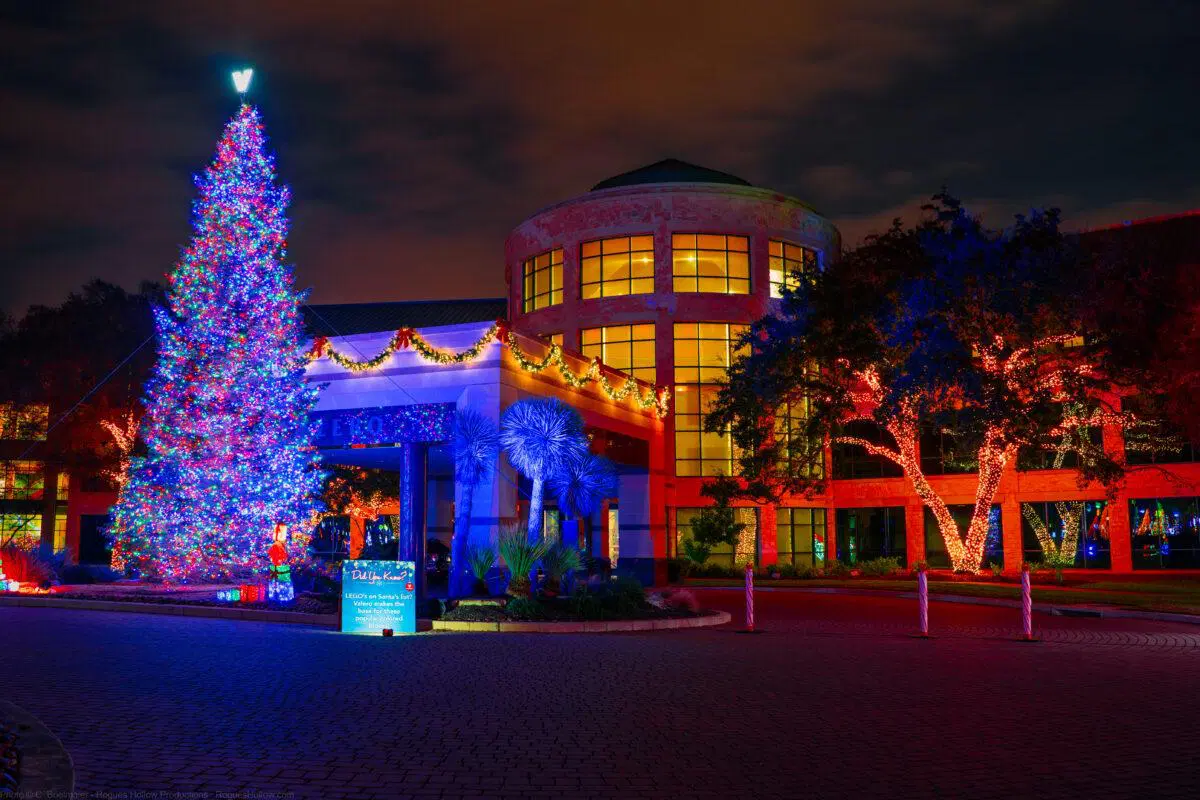 Custom holiday light arch installation