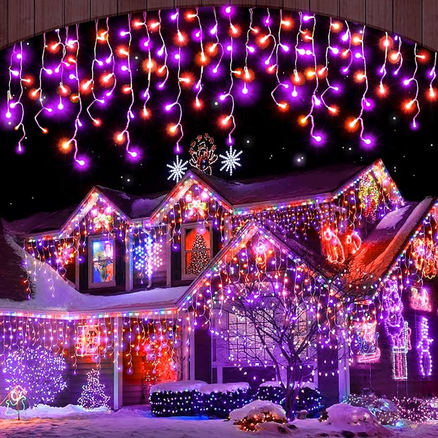 Spooky Halloween lighting decorations in Austin
