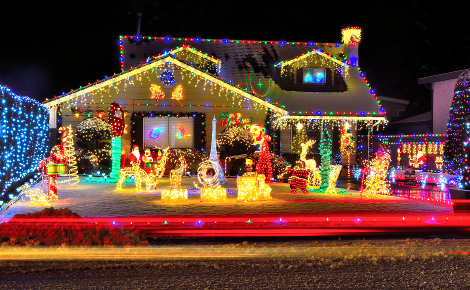 LED holiday lighting display in Austin