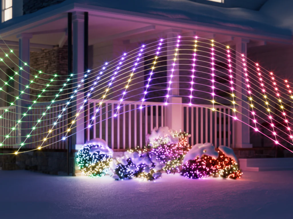 LED Christmas lights close-up in Austin