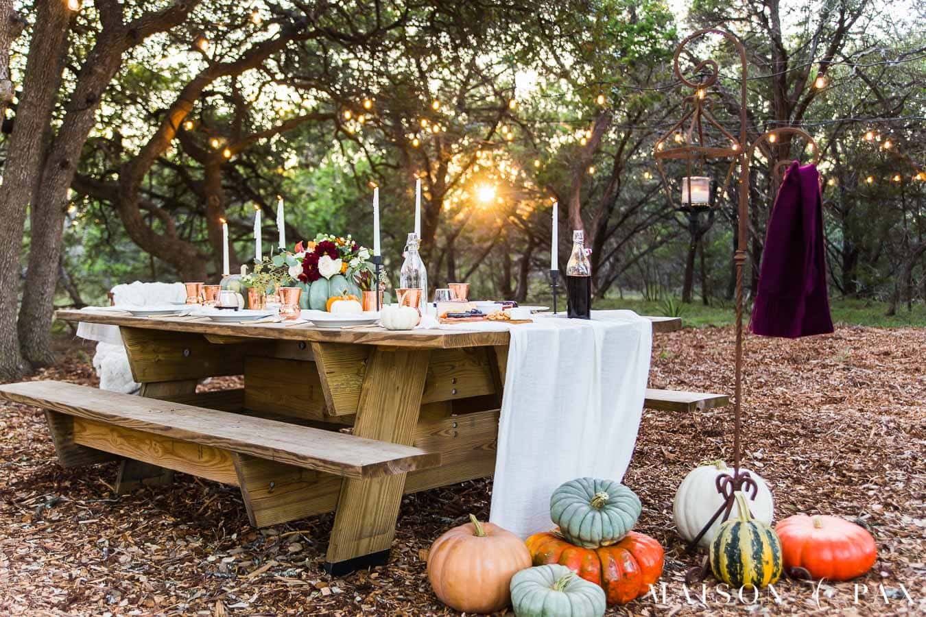 Thanksgiving Friendsgiving outdoor lighting in Austin